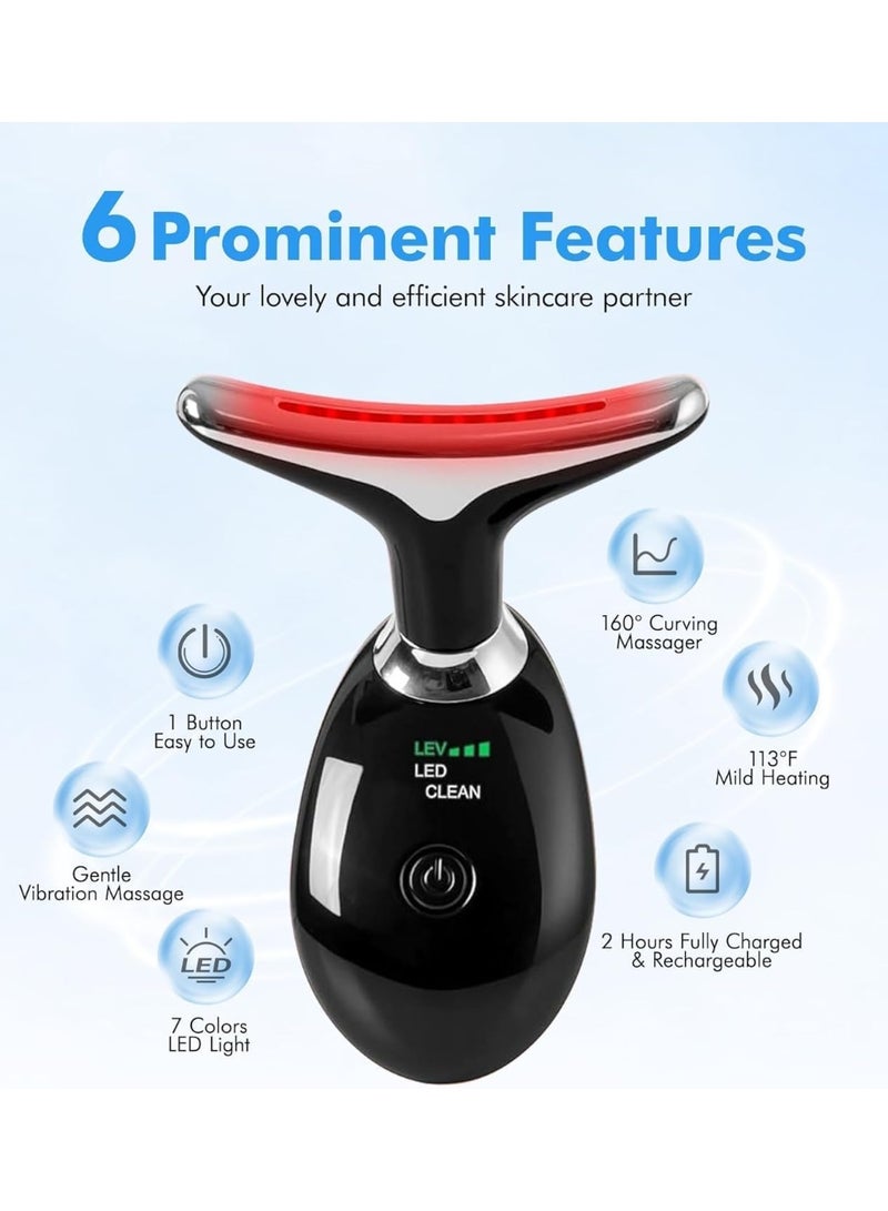 Face Massager, Face Beauty Device, Facial Lifting Therapy Machine EMS Face Massager Anti Wrinkle Skin Tightening Reduce Double Chin Skin Care Tools 7 Colour Modes- Black - Image 3